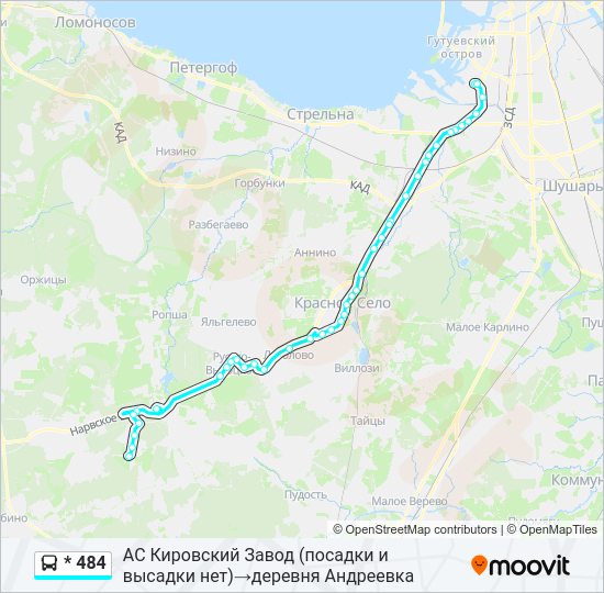 Автобус * 484: карта маршрута