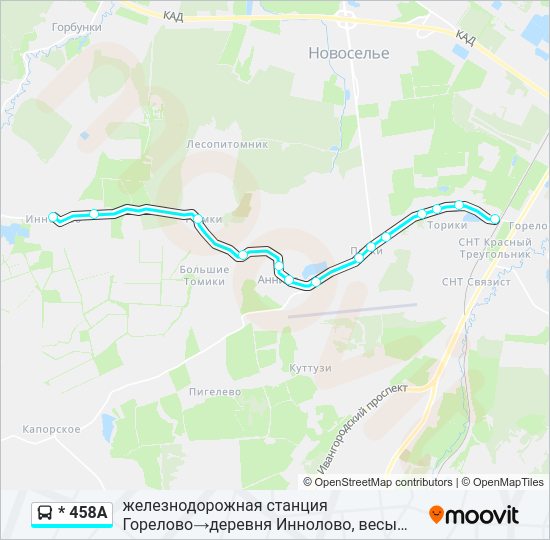 Автобус * 458А: карта маршрута