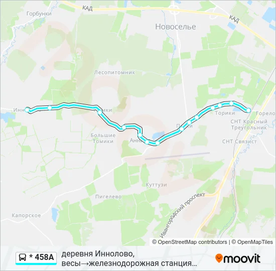 * 458А Bus Line Map