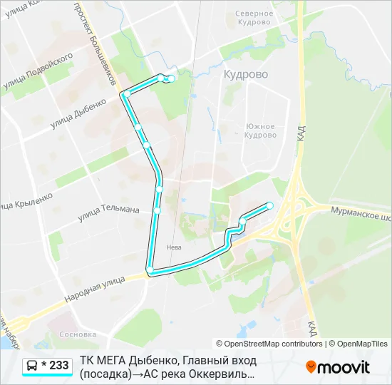 * 233 Bus Line Map