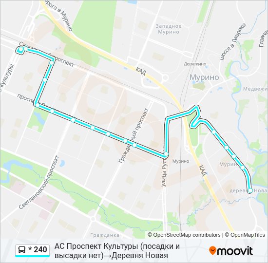 Автобус * 240: карта маршрута