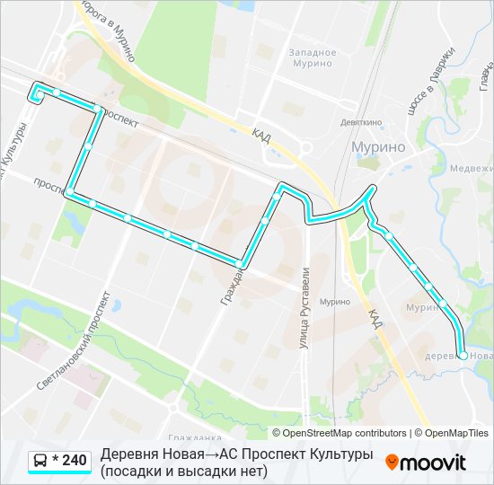 Автобус * 240: карта маршрута