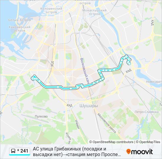 Автобус * 241: карта маршрута
