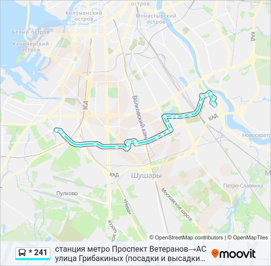 Автобус * 241: карта маршрута