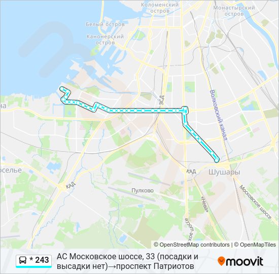 Автобус * 243: карта маршрута