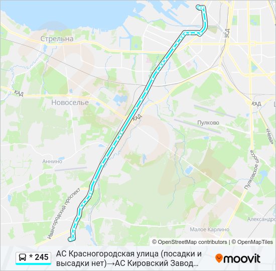 Автобус * 245: карта маршрута