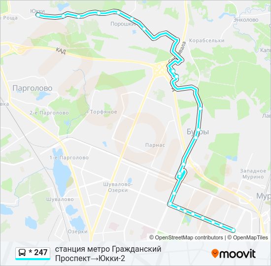 Автобус * 247: карта маршрута