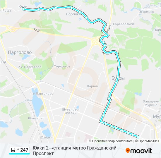 Автобус * 247: карта маршрута