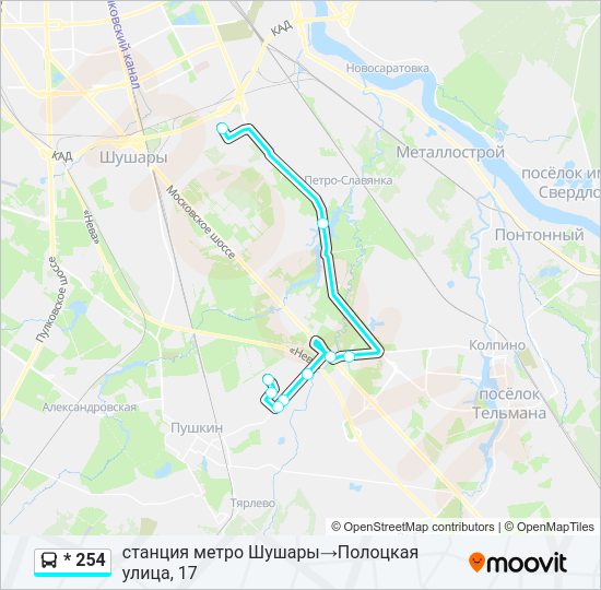 Автобус * 254: карта маршрута