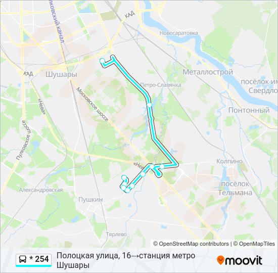 Автобус * 254: карта маршрута