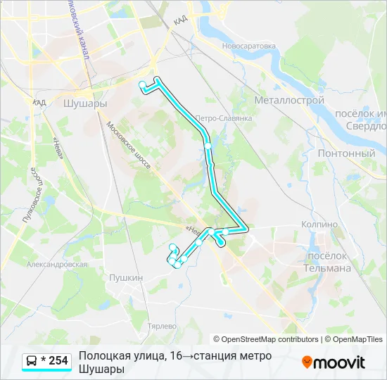 * 254 Bus Line Map