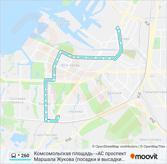 Автобус * 260: карта маршрута