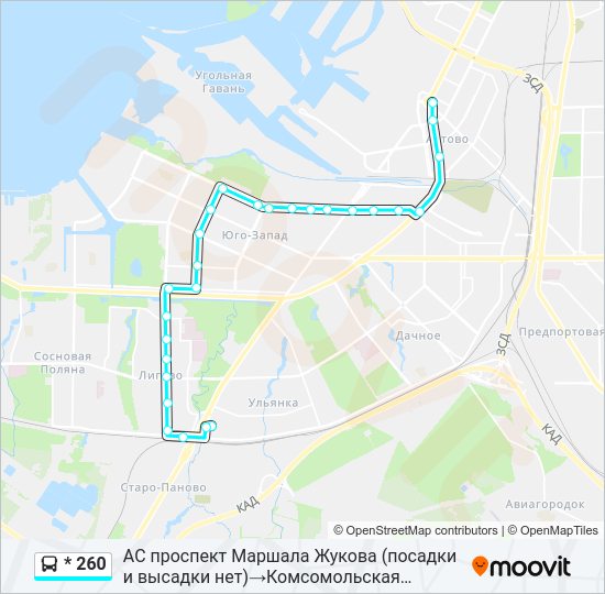 Автобус * 260: карта маршрута