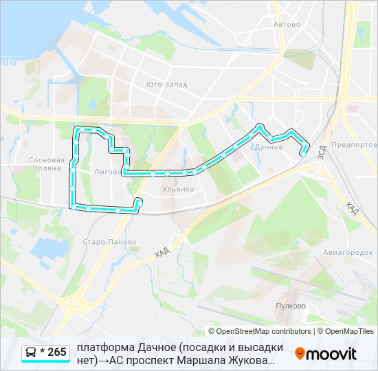 Автобус * 265: карта маршрута
