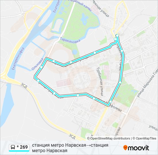 Автобус * 269: карта маршрута