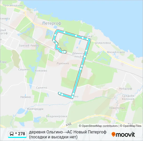 Автобус * 278: карта маршрута