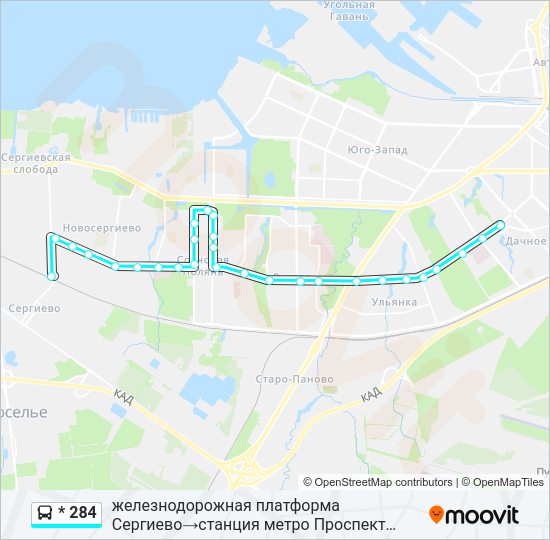 Автобус * 284: карта маршрута