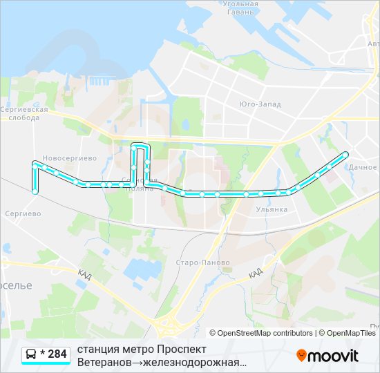 Автобус * 284: карта маршрута
