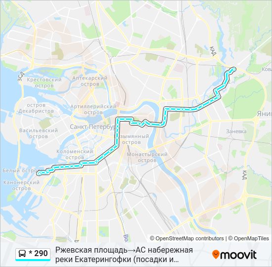 Автобус * 290: карта маршрута