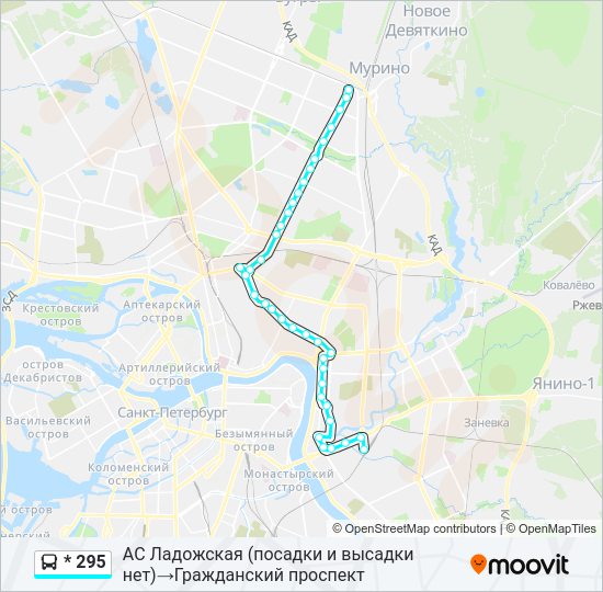 Автобус * 295: карта маршрута