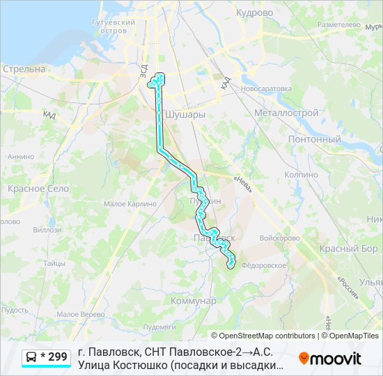 Автобус * 299: карта маршрута