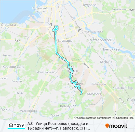 Автобус * 299: карта маршрута