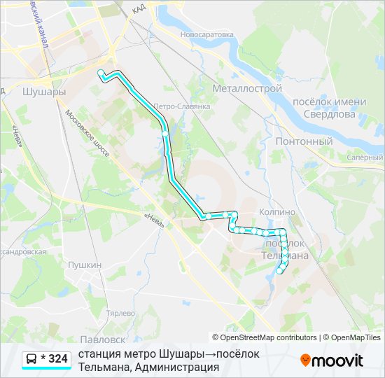 Автобус * 324: карта маршрута