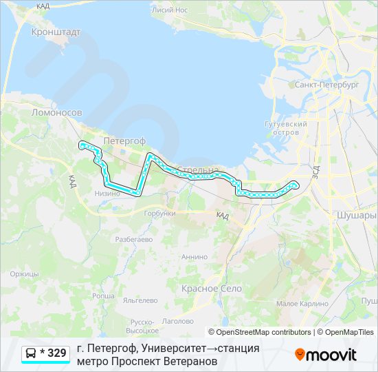 Автобус * 329: карта маршрута