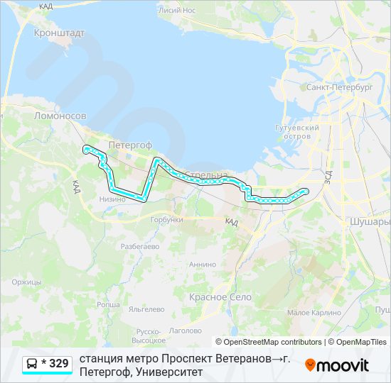 Автобус * 329: карта маршрута