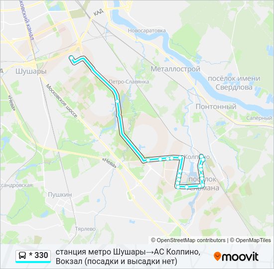 Автобус * 330: карта маршрута