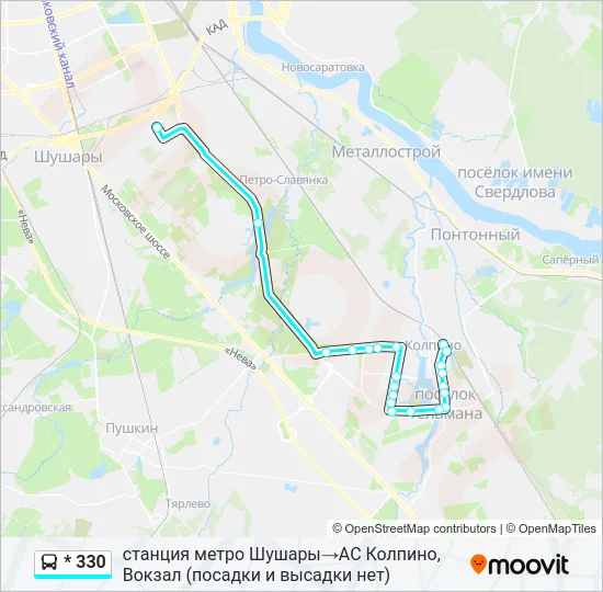 Автобус * 330: карта маршрута