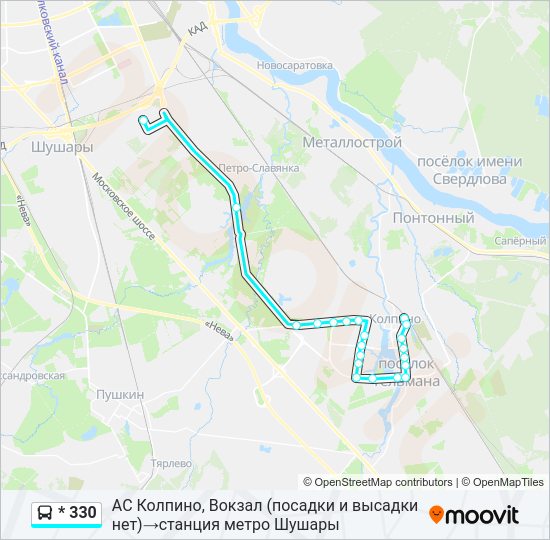 Автобус * 330: карта маршрута