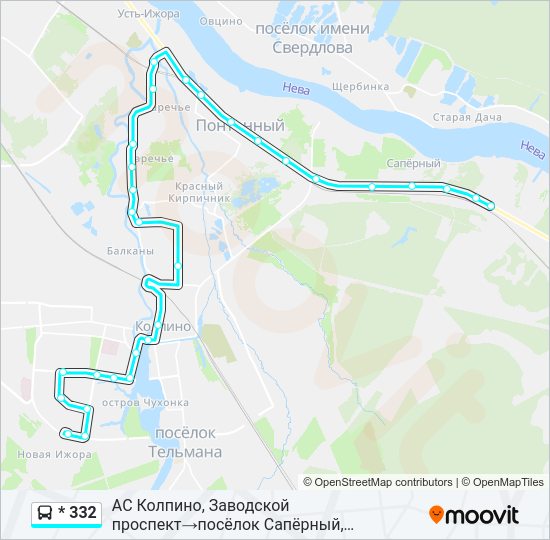 Автобус * 332: карта маршрута