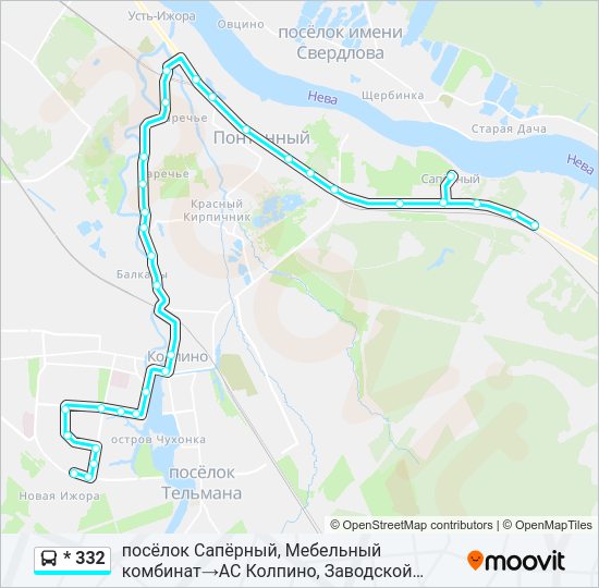 Автобус * 332: карта маршрута