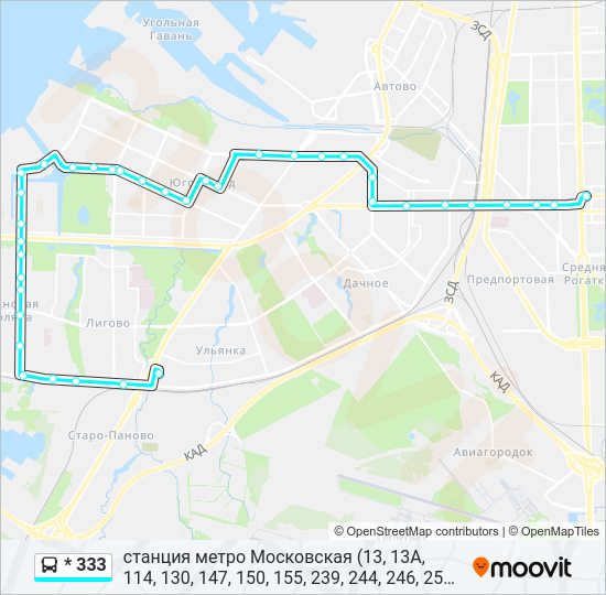 Автобус * 333: карта маршрута