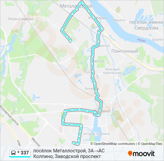 Автобус * 337: карта маршрута