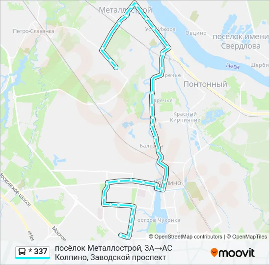 Автобус * 337: карта маршрута