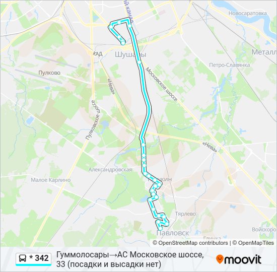 Автобус * 342: карта маршрута