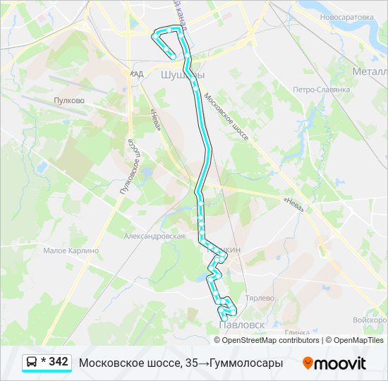 Автобус * 342: карта маршрута