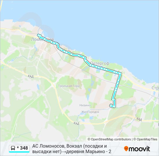 Автобус * 348: карта маршрута