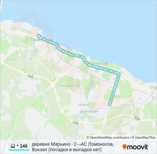 Автобус * 348: карта маршрута