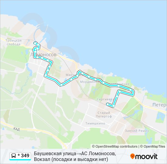Автобус * 349: карта маршрута