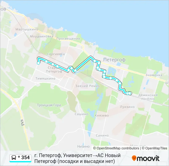 * 354 Bus Line Map