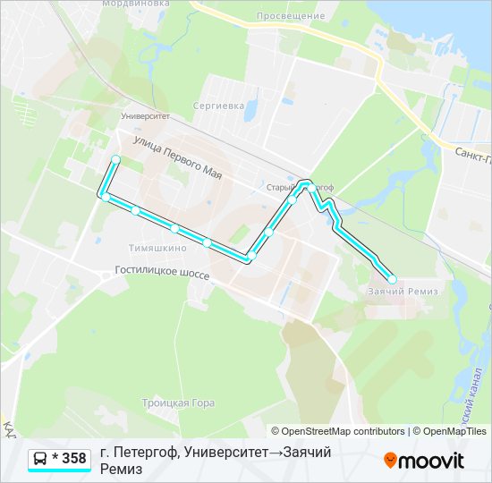 Автобус * 358: карта маршрута