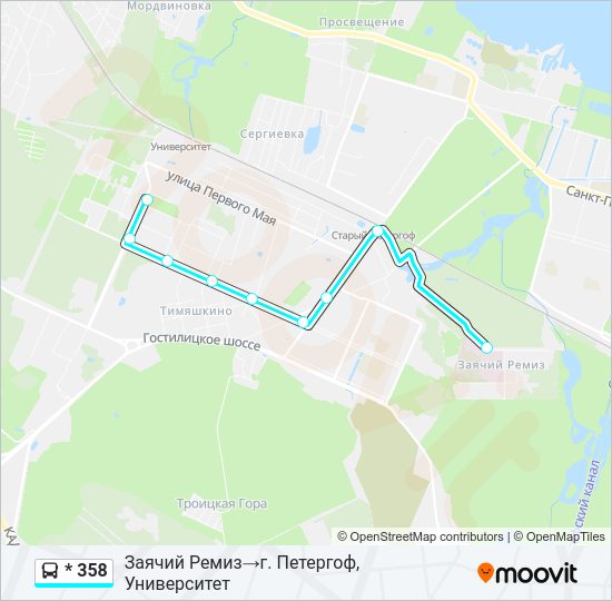 Автобус * 358: карта маршрута