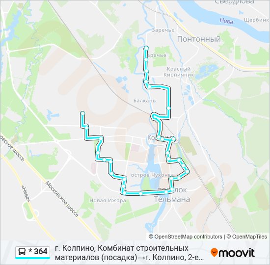 Автобус * 364: карта маршрута