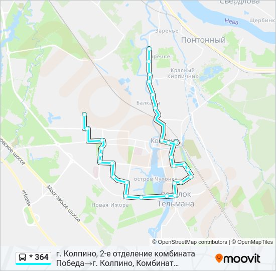 Автобус * 364: карта маршрута