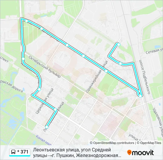 Автобус * 371: карта маршрута