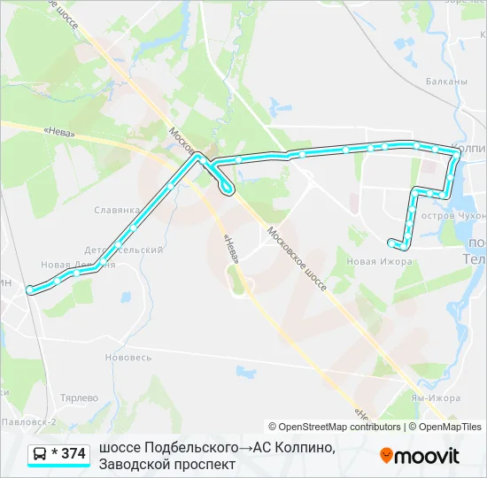 * 374 Bus Line Map