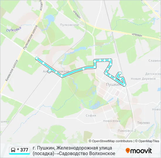 Автобус * 377: карта маршрута